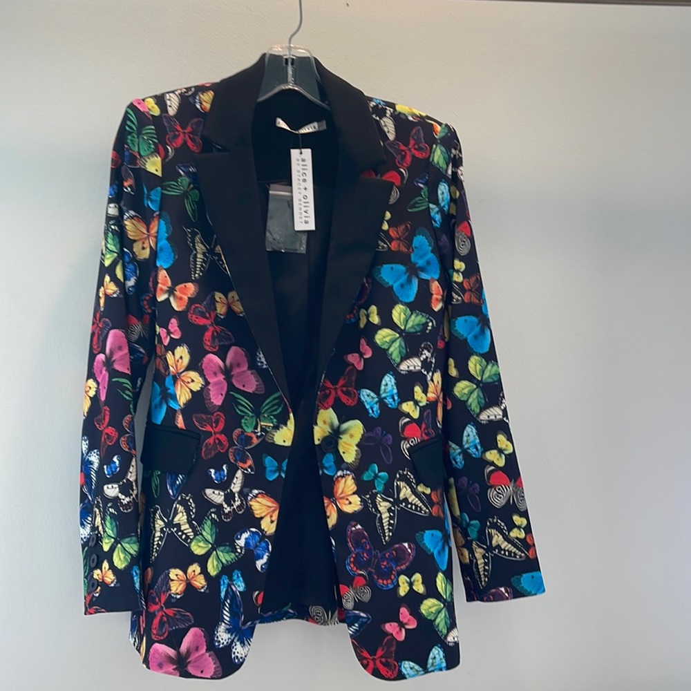 COPY - Black and multicolor butterfly Alice + Olivia blazer. Size 6